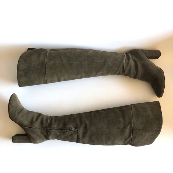 M&S Autograph Suede Block Heel Over the Knee Boots - Picture 4 of 16